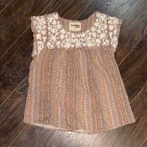 Savanna Jane Brown and Cream Embroidered Blouse